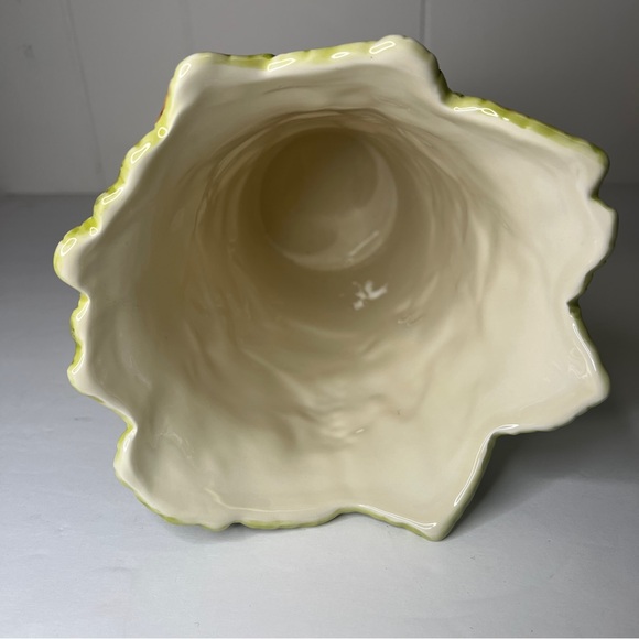 VTG 10" LEAVES & BERRIES Ceramic Better Homes & Gardens LARGE VASE Scalloped Top - Picture 9 of 13